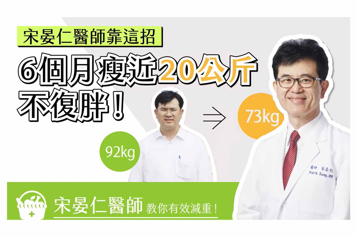 宋晏仁醫師靠這招！6個月瘦近20公斤不復胖